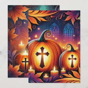 Printable Vibrant Christian Halloween Pumpkins Invitation