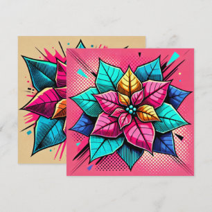 Printable Vibrant Pop Art Poinsettia Scrapbook Invitation