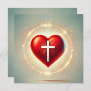 Printable Vibrant Red Heart Christian Scrapbook Invitation
