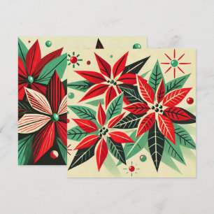 Printable Vintage Christmas 50s Pop Art Poinsettia Invitation