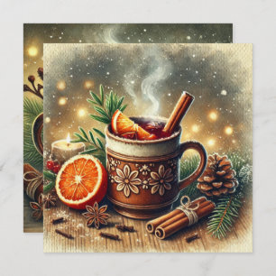 Printable Vintage Christmas Mulled Apple Cider Invitation