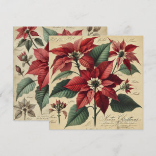 Printable Vintage Christmas Poinsettia Botanical Invitation