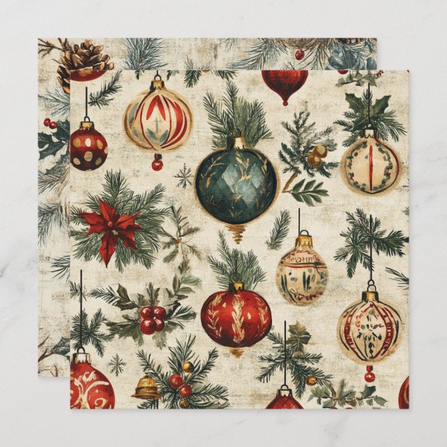 Printable Vintage Festivity Patterns on Parchment Invitation (Front/Back)