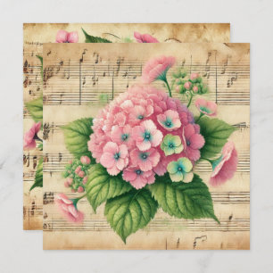 Printable Vintage Pink & Green Hydrangea Scrapbook Invitation