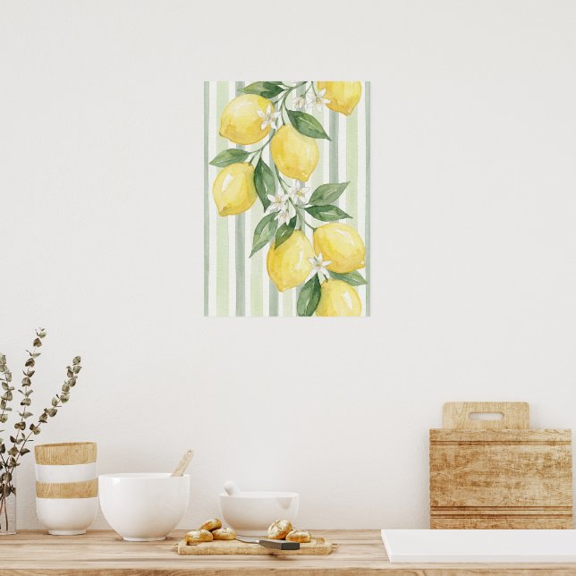 Printable Wall Art Lemon Watercolor Botanical  (Kitchen)