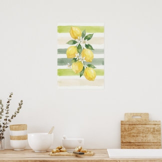 Printable Wall Art Lemon Watercolor Botanical 