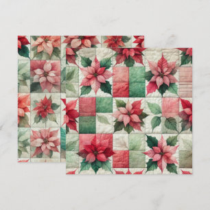 Printable Watercolor Patchwork Poinsettia Paper Invitation