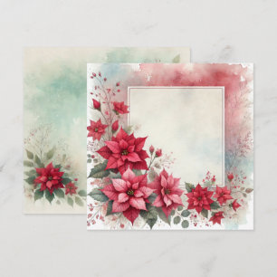 Printable Watercolor Poinsettia Frame Scrapbook Invitation