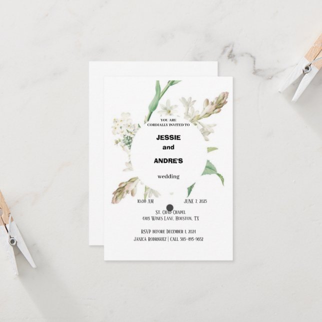 Printable Wedding Invitation Template (Front/Back In Situ)