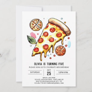  Printable Whimsical Pizza Birthday Invitation