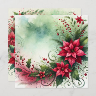Printable Whimsical Poinsettia Christmas Garland Invitation