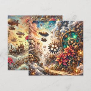 Printable Whimsical Steampunk Poinsettia Scrapbook Invitation