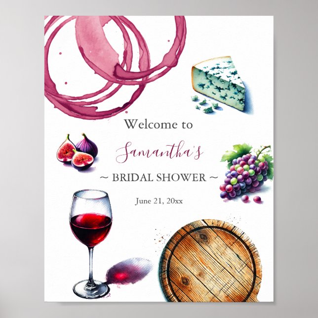 Printable Wine & Cheese Bridal Shower Welcome Sign (Front)
