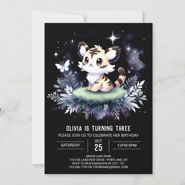 Printable Woodland Tiger Birthday Invitation (Front)