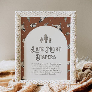 Printed 8x10 Western Late Night Diapers Sign