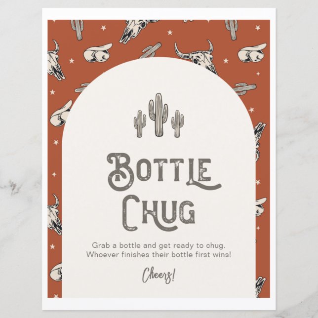 Printed 8x10 Western Shower Bottle Chug Sign (Front)
