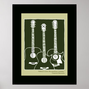 printed acoustic guitars poster