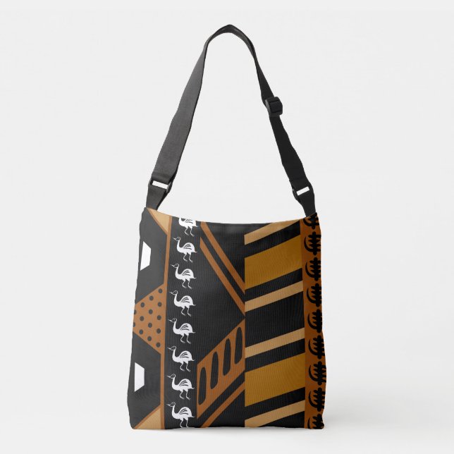 Printed African Mud Cloth Design Tote Bag (Front)