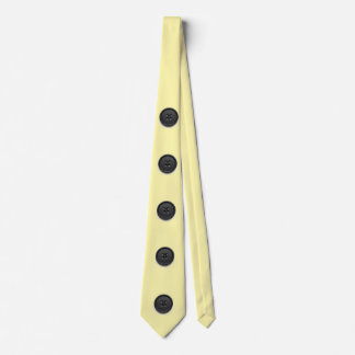 Printed black button design-cream  tie