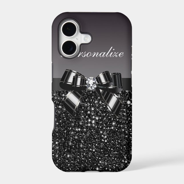 Printed Black & White Sequins, Bow & Diamond (Back)