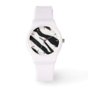 PRINTED BLACK WHITE ZEBRA SKIN WATCH