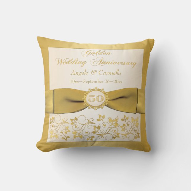 PRINTED BOW 50th Anniversary Double PHOTO Pillow (Front)