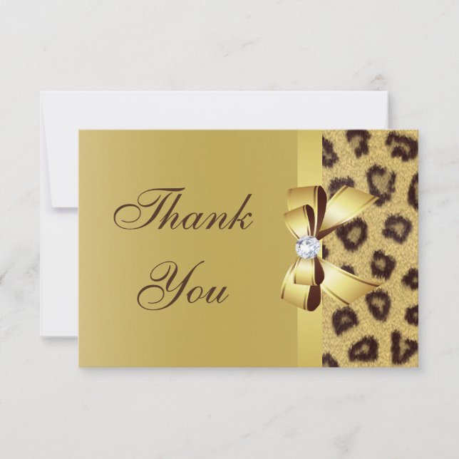 Printed Bow, Diamond & Leopard Print Thank You (Front)