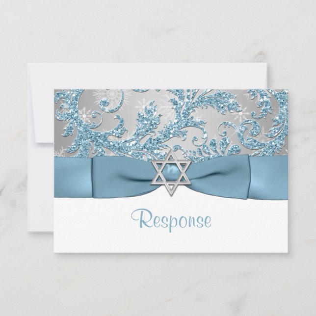 PRINTED BOW - Winter Wonderland Bat Mitzvah RSVP (Front)