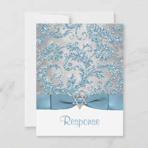 PRINTED BOW - Winter Wonderland Bat Mitzvah RSVP 2 Card