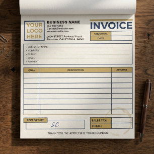 Printed Business Sales Invoice Forms, Company Logo Notepad