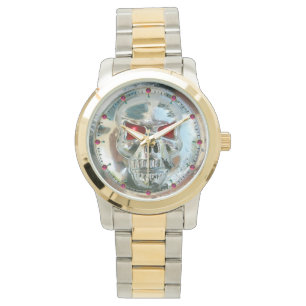 PRINTED CHROME SKULL Red  Ruby Gems Watch