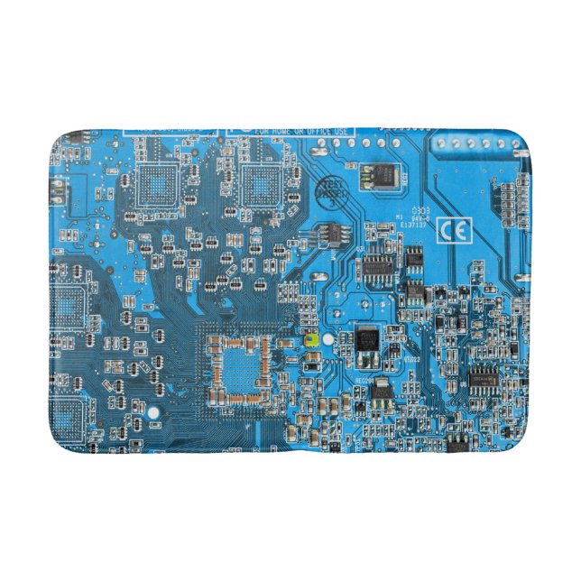 Printed Circuit Assembly PCB Blue Circuit Board Bath Mat (Front)