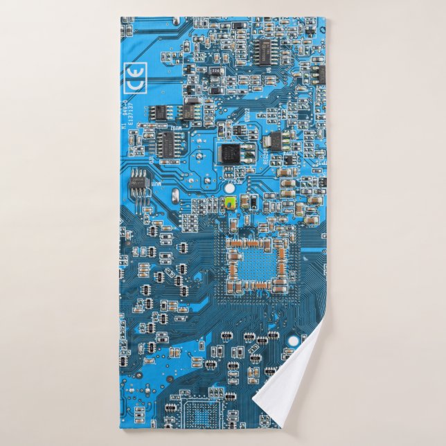 Printed Circuit Assembly PCB Blue Circuit Board Bath Towel (Bath Towel)
