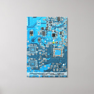 Printed Circuit Assembly PCB Blue Circuit Board Canvas Print