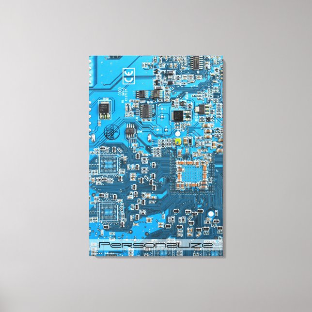 Printed Circuit Assembly PCB Blue Circuit Board Canvas Print (Front)