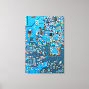 Printed Circuit Assembly PCB Blue Circuit Board Canvas Print