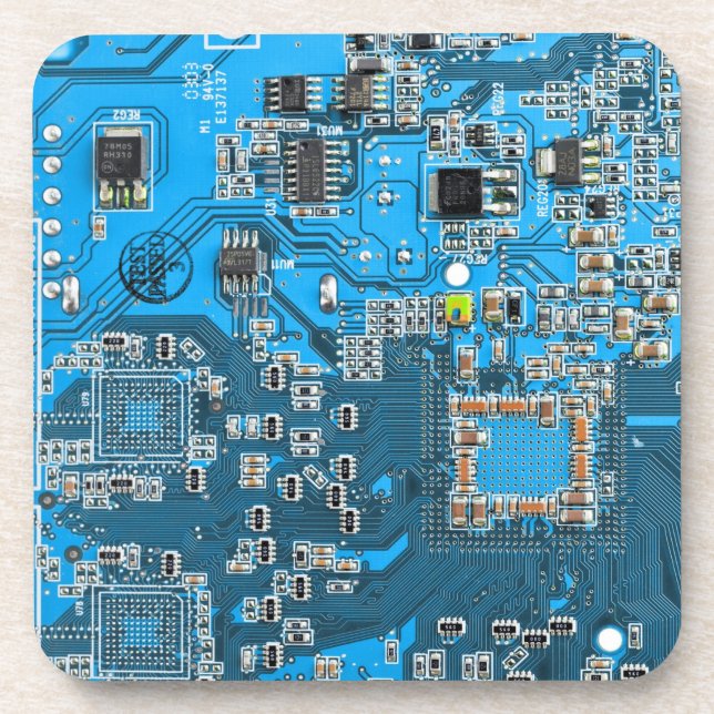 Printed Circuit Assembly PCB Blue Circuit Board Coaster (Front)