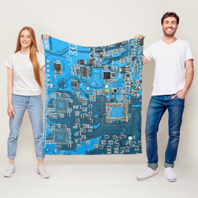 Printed Circuit Assembly PCB Blue Circuit Board Fleece Blanket (In Situ)
