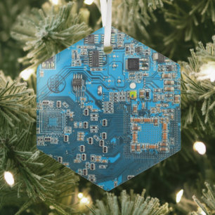 Printed Circuit Assembly PCB Blue Circuit Board Glass Tree Decoration