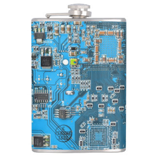 Printed Circuit Assembly PCB Blue Circuit Board Hip Flask