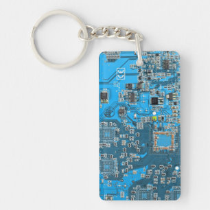 Printed Circuit Assembly PCB Blue Circuit Board Key Ring