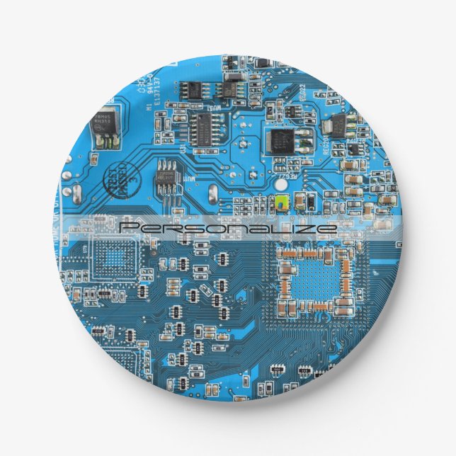 Printed Circuit Assembly PCB Blue Circuit Board Paper Plate (Front)