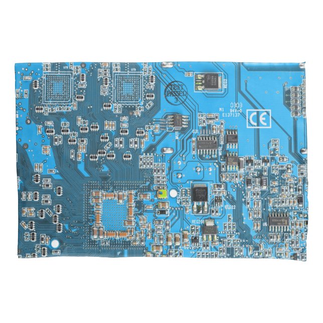 Printed Circuit Assembly PCB Blue Circuit Board Pillowcase (Front-Left)