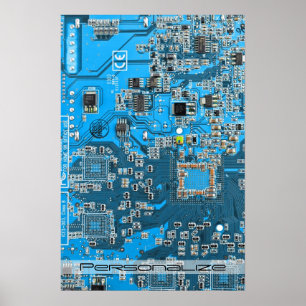 Printed Circuit Assembly PCB Blue Circuit Board Poster