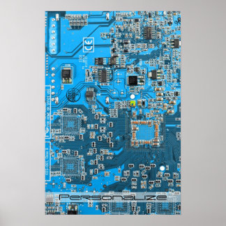 Printed Circuit Assembly PCB Blue Circuit Board Poster
