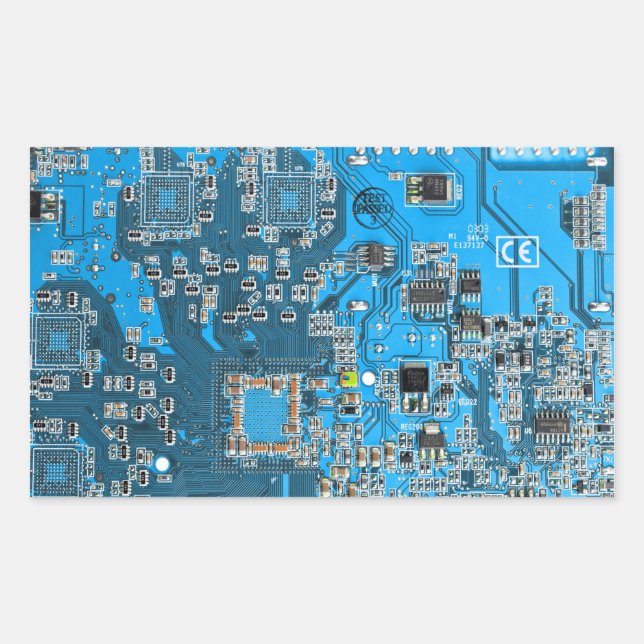 Printed Circuit Assembly PCB Blue Circuit Board Rectangular Sticker (Front)