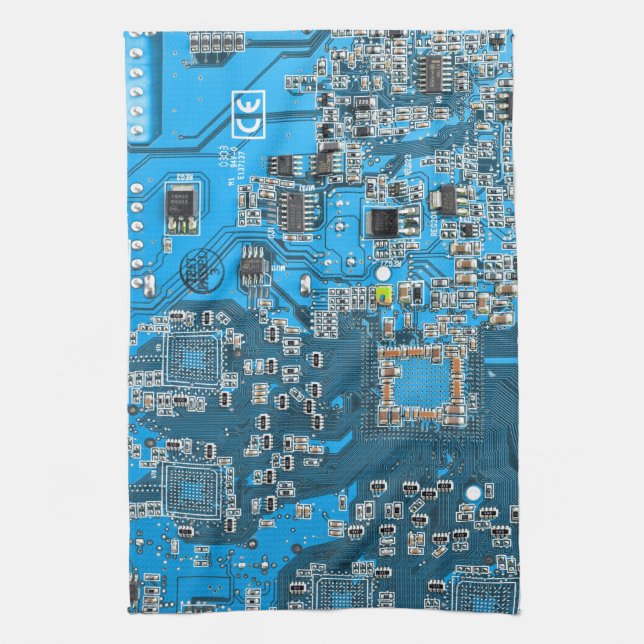 Printed Circuit Assembly PCB Blue Circuit Board Tea Towel (Vertical)