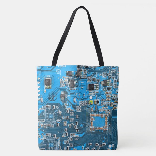 Printed Circuit Assembly PCB Blue Circuit Board Tote Bag (Front)
