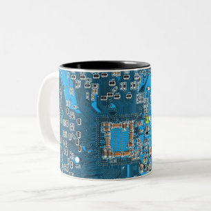 Printed Circuit Assembly PCB Blue Circuit Board Two-Tone Coffee Mug