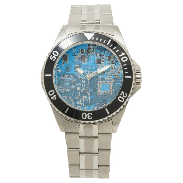 Printed Circuit Assembly PCB Blue Circuit Board Watch (Front)